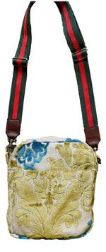 Maria Valentina                 Turquoise and Gold Floral Messenger Bag