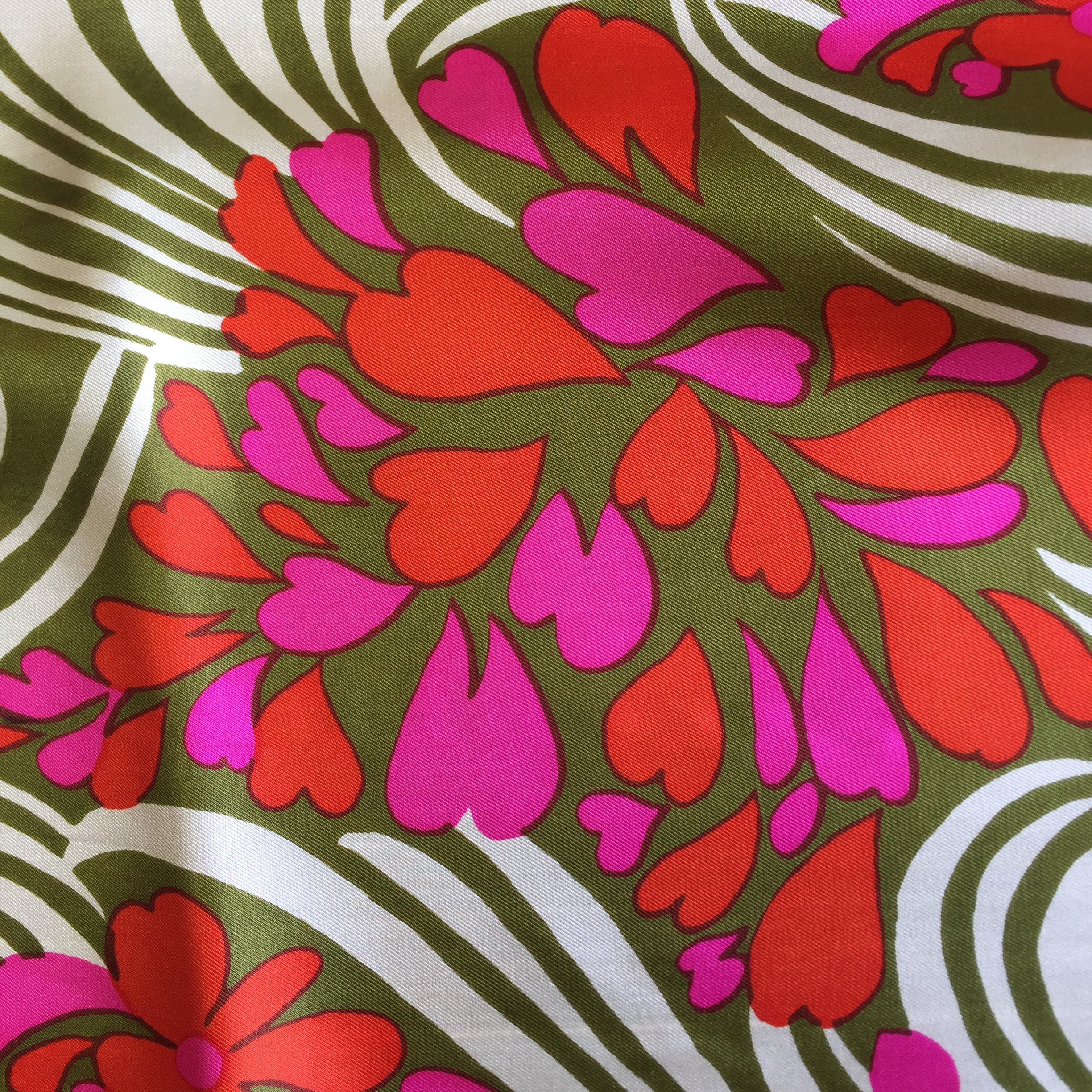 Silk Scarf                                                               Pink and Green  Print