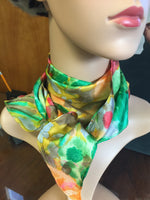 Silk Scarf                                                                  Green  Floral