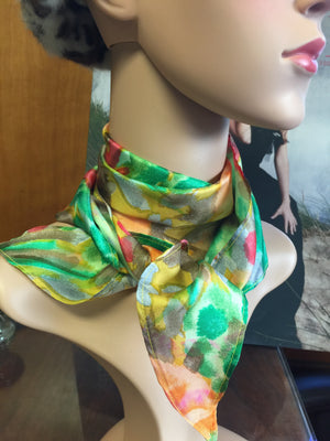 Silk Scarf                                                                  Green  Floral