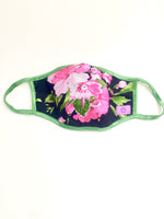 Green and Black with Flowers Mask