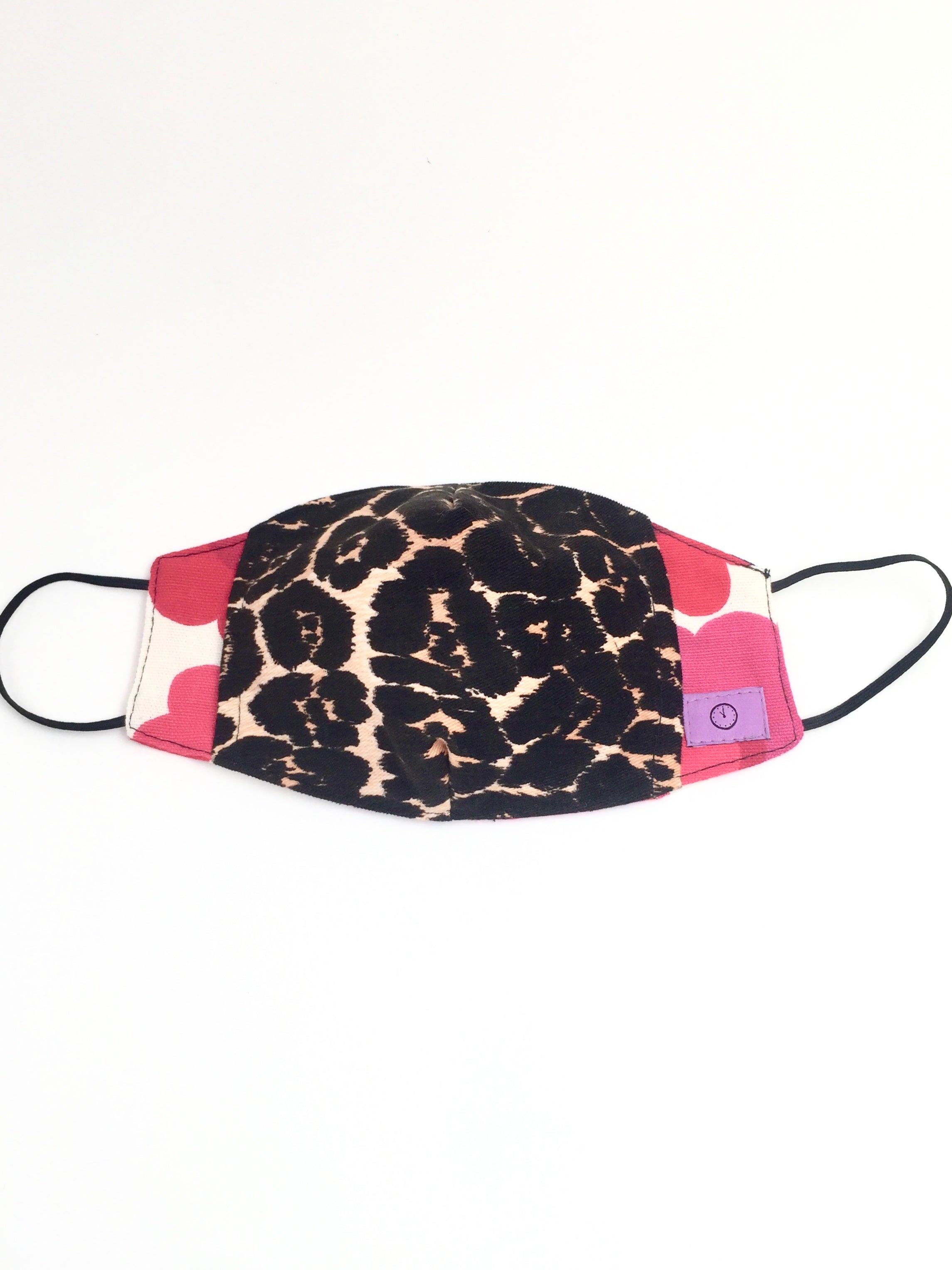 Reversible Face Mask Leopard and Pink Flowers