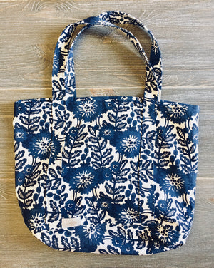 Julia Tote Navy Floral with Lemon Lining