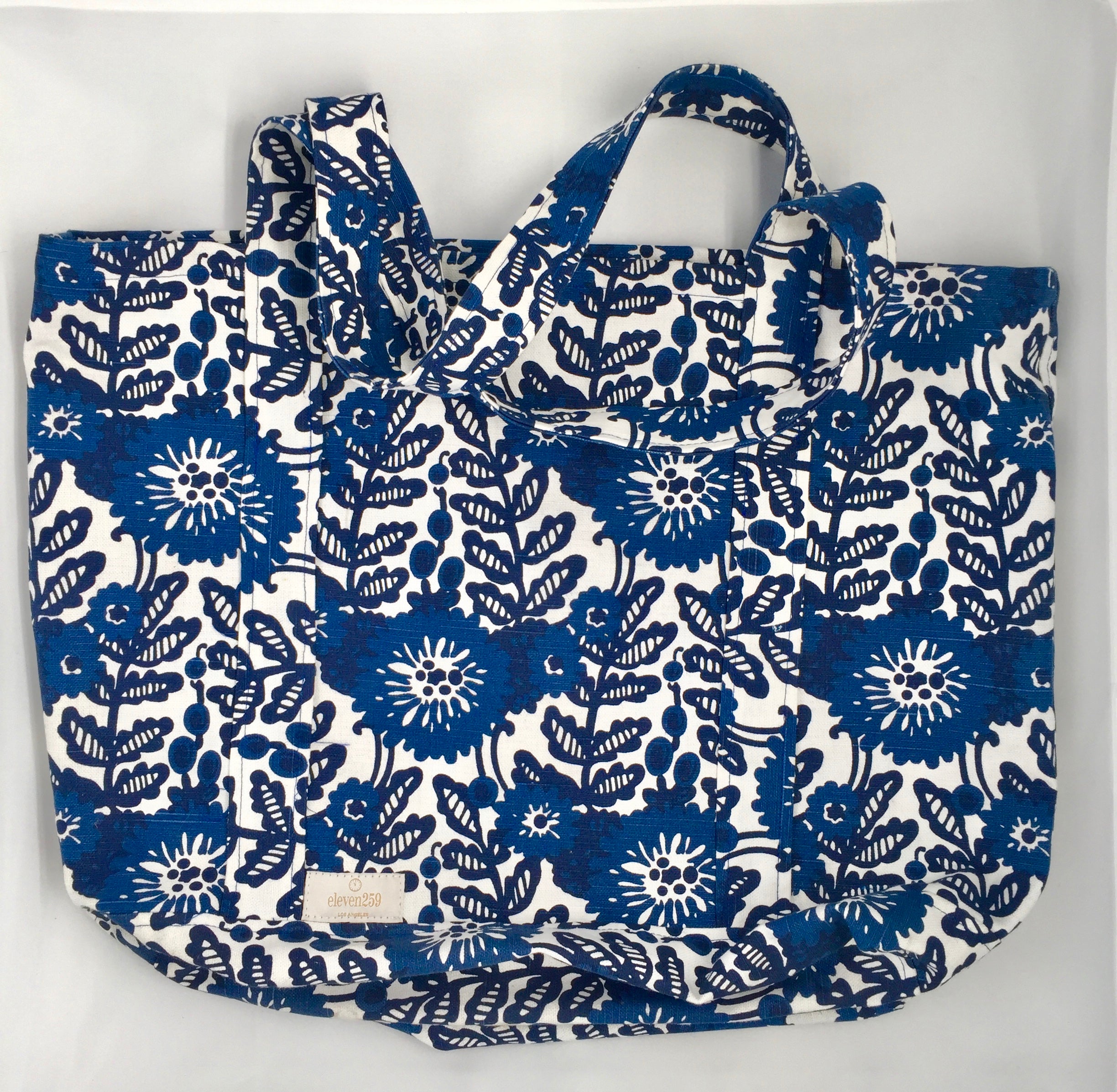 Julia Tote Navy Floral with Red Floral Lining