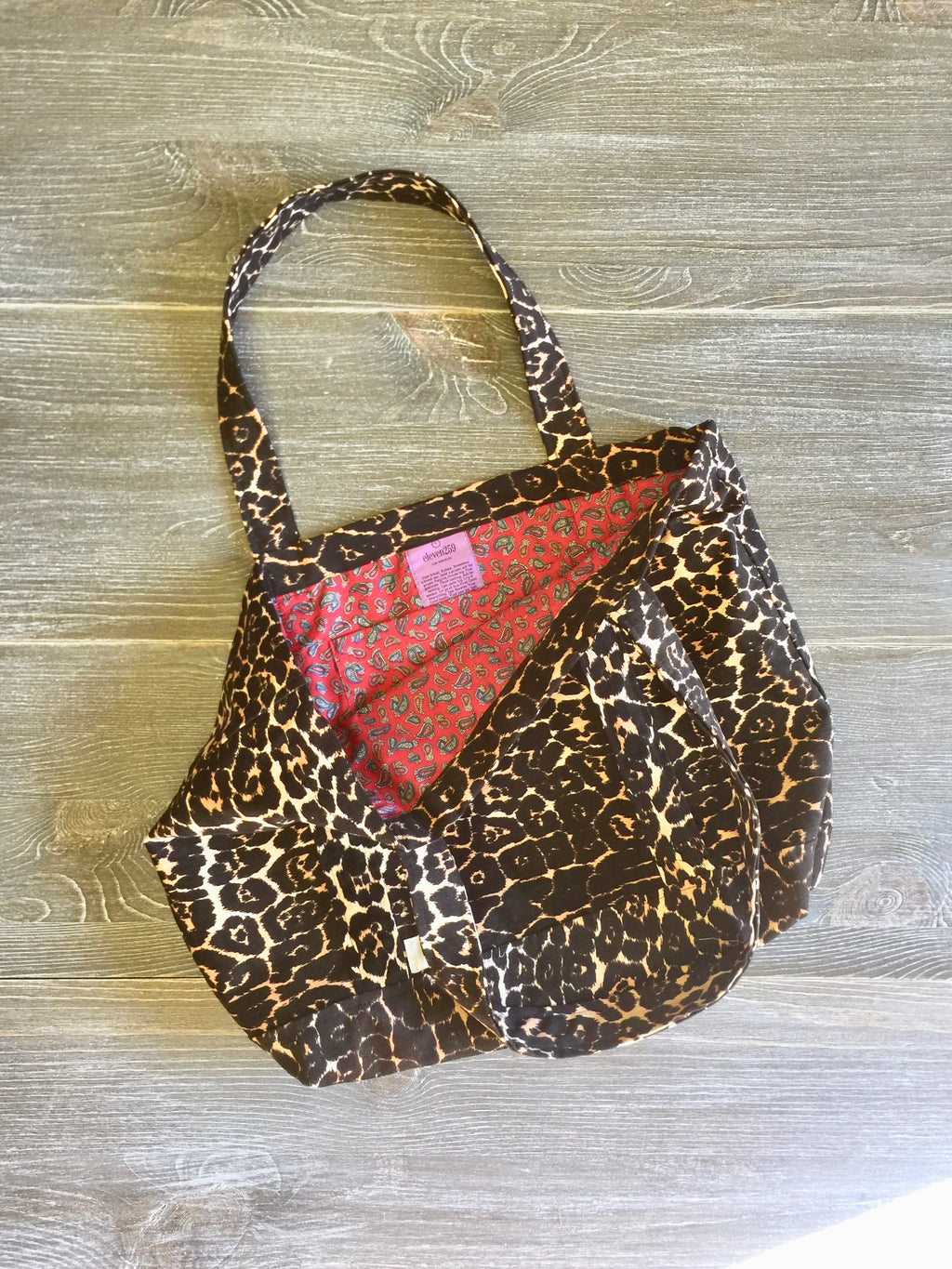 Julia Tote             Leopard with Red Paisley Lining
