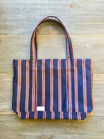 Julia Tote             Navy and Small Red Stripes