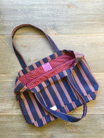 Julia Tote             Navy and Small Red Stripes