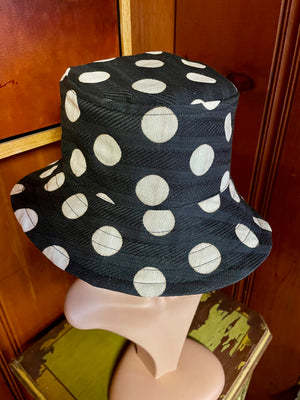 Bucket Hat                                             Black and White Polka Dot Print